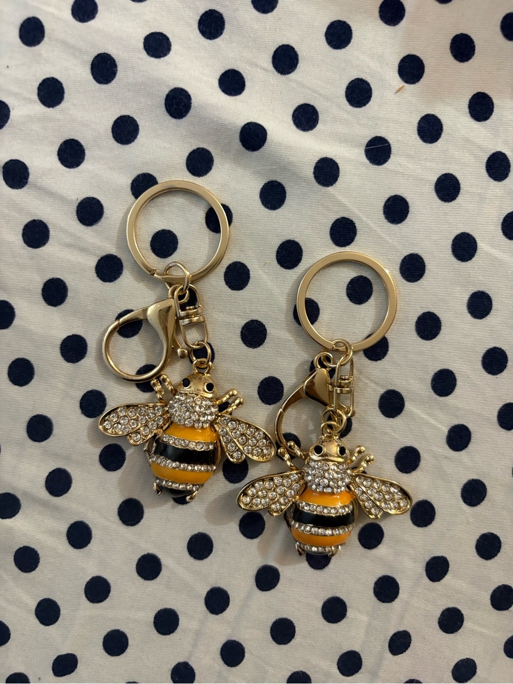 Unbranded Sparkling Bee Keychain in Gold with Yellow & Black Enamel- 1 each